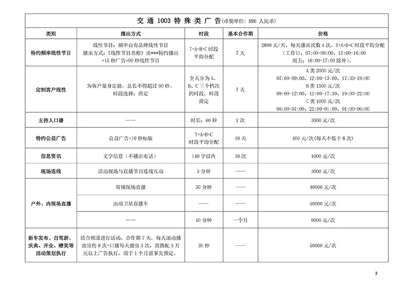 2019年广西交通广播FM100.3广告刊例