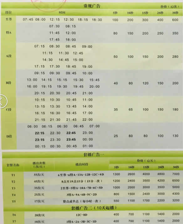 玉林人民广播电台交通广播（FM99.2）2017年广告价格